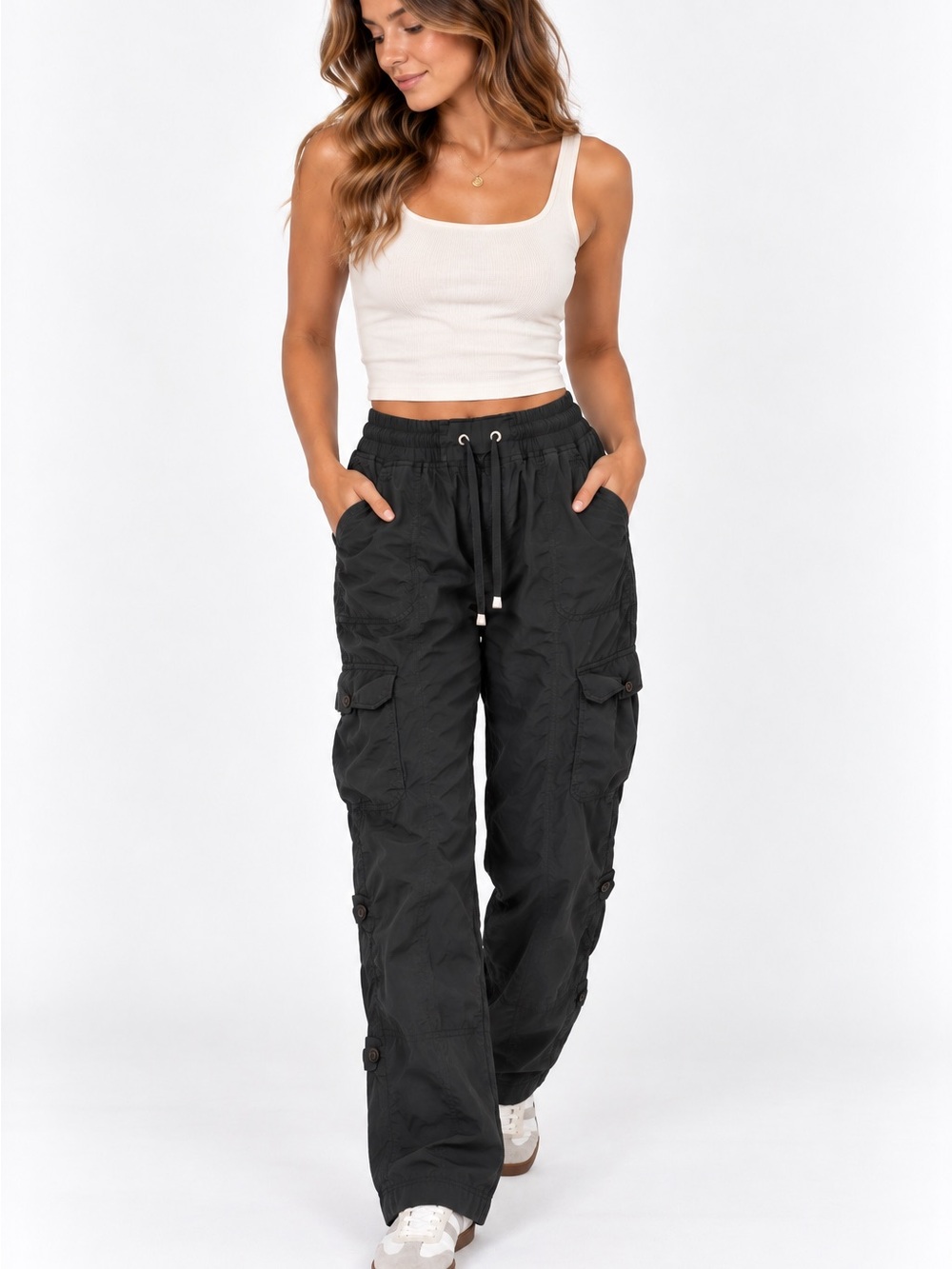 Lauren Ralph Lauren Black Cargo Utility Pants Size 16 28” Inseam